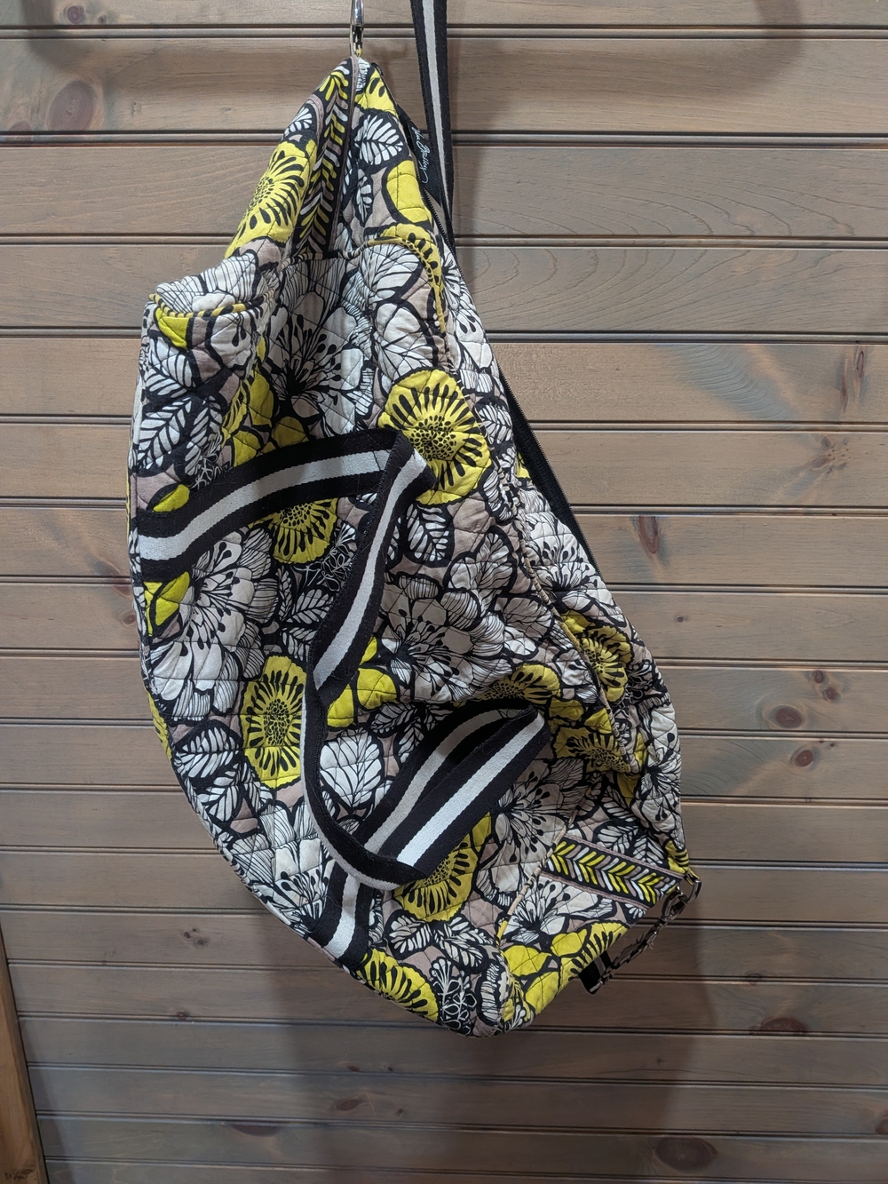 Quilted Floral Tote Bag in Yellow and Black Vera Bradley